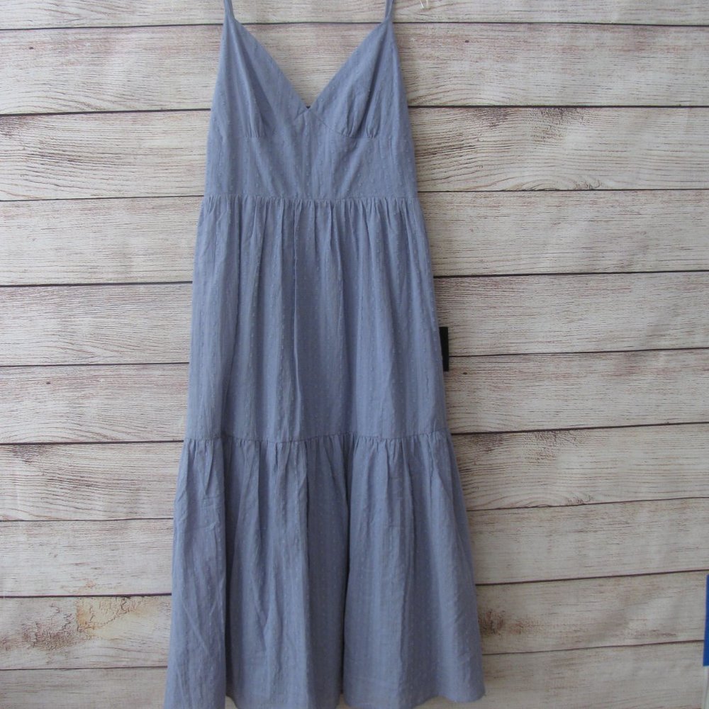 Lulus Happy Times Denim Blue Tiered Midi Dress - Picture 9 of 9